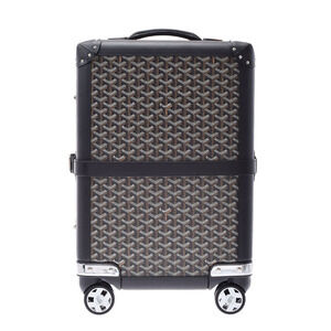 GOYARD Bourget Suitcase Black Leather Carry On Bag